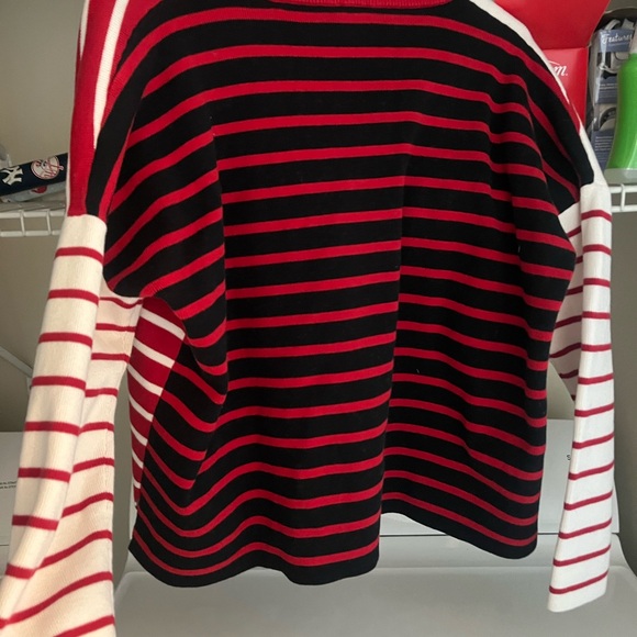 CAbi red striped sweater size medium, generously sized - Picture 6 of 6